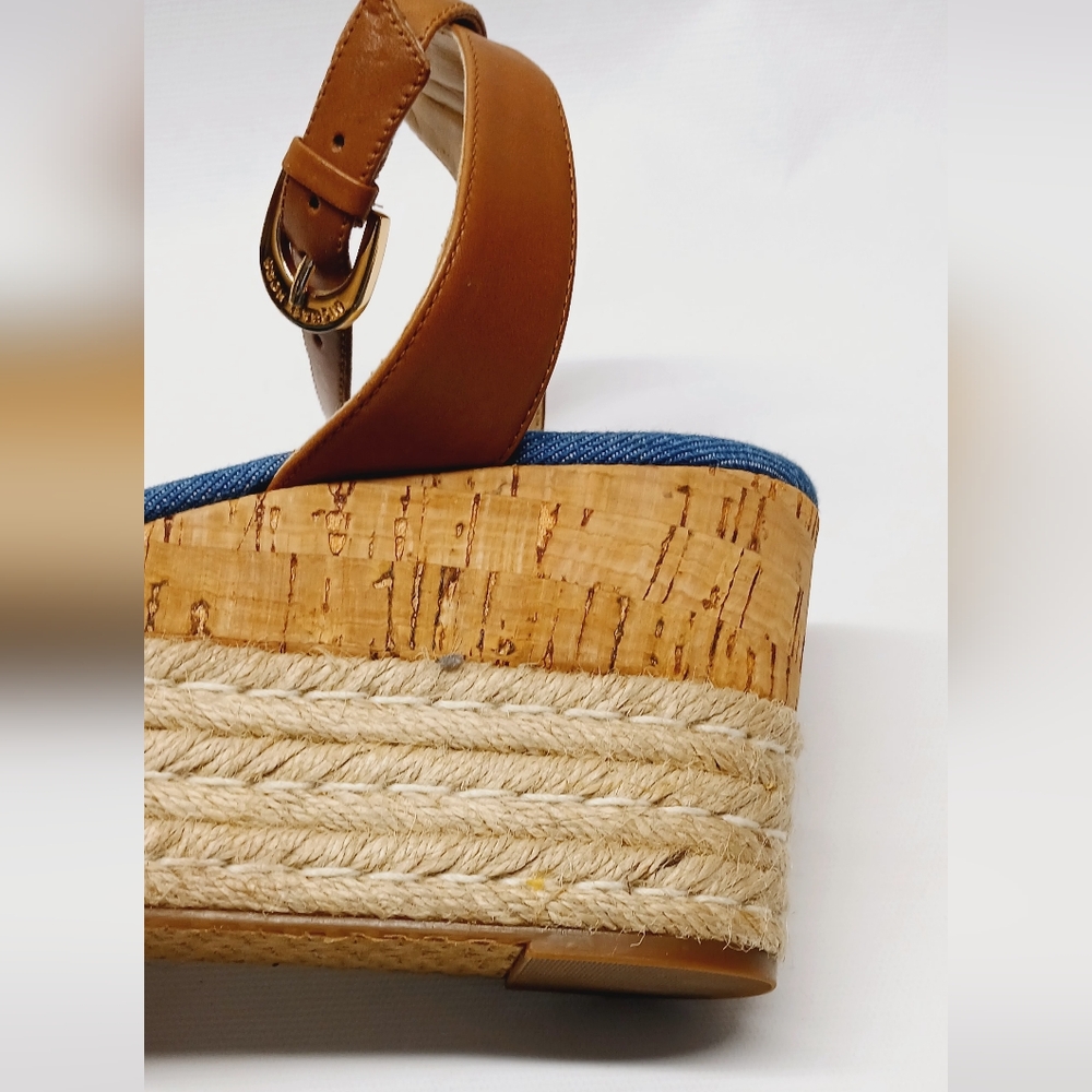 Michael Kors Blue and Tan Women's Wedge Sandals - Picture 13 of 16